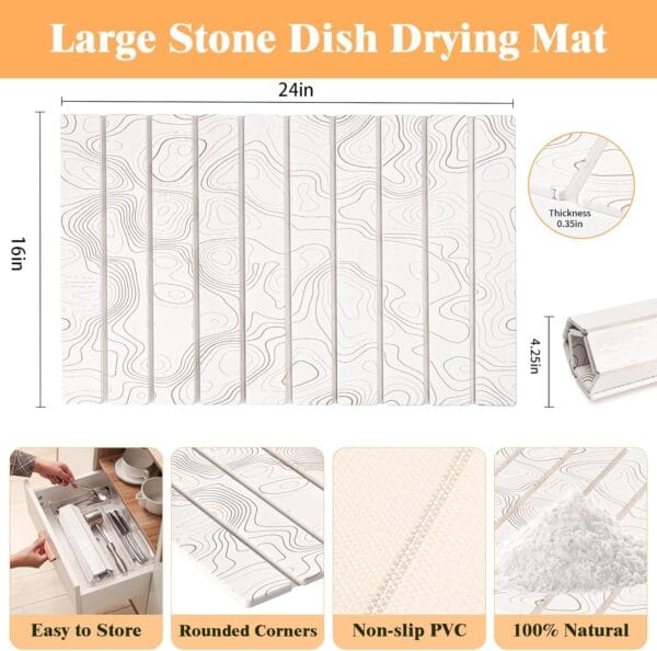 FVNANL Stone Drying Mat for Kitchen Counter - Image 5